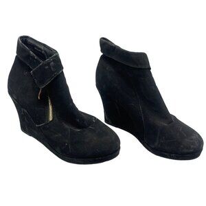 stella Top Moda wedged booties black zip up shoes size 8.5 READ READ